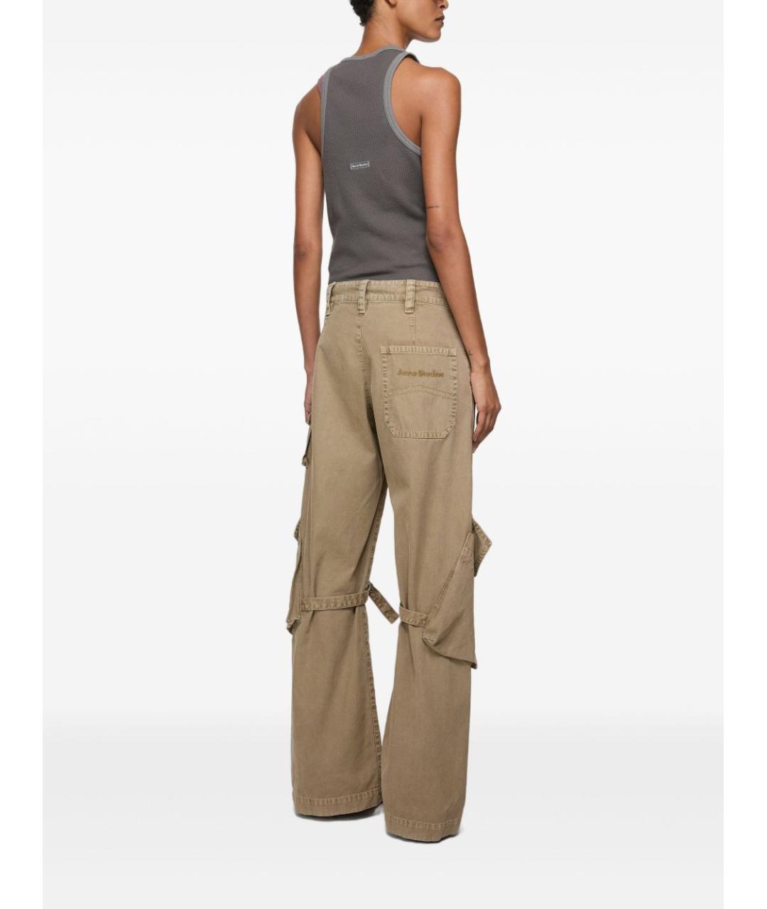 ACNE STUDIOS Бежевые хлопковые прямые брюки, фото 3