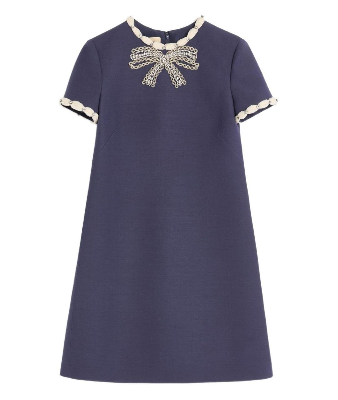 VALENTINO Синее шерстяное повседневное платье, фото 1