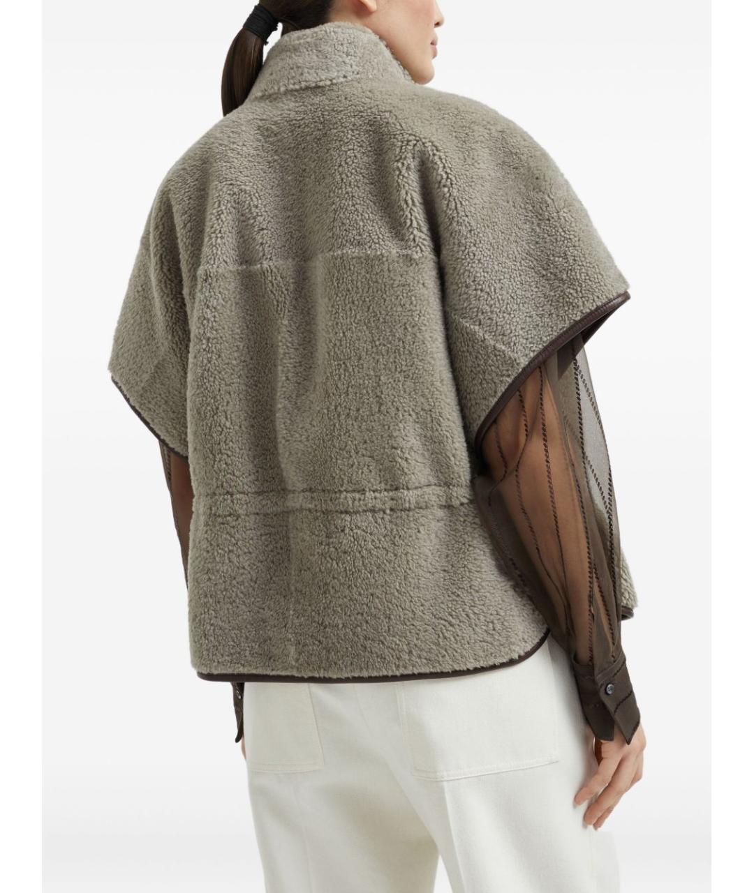 BRUNELLO CUCINELLI Серая меховая куртка, фото 4