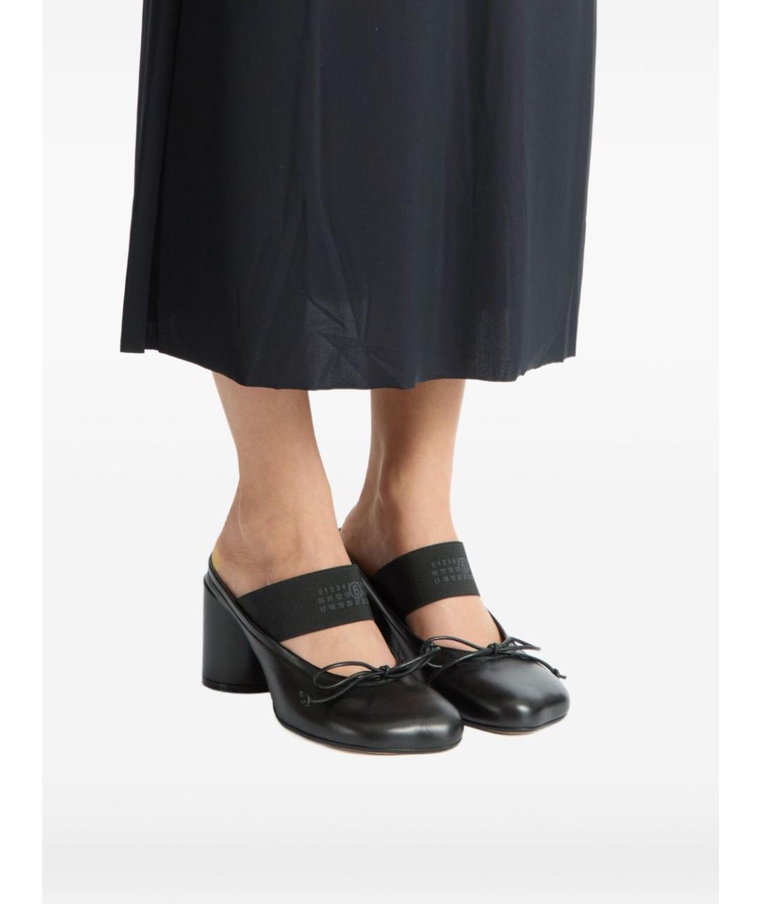MM6 MAISON MARGIELA Черные кожаные мюли, фото 4