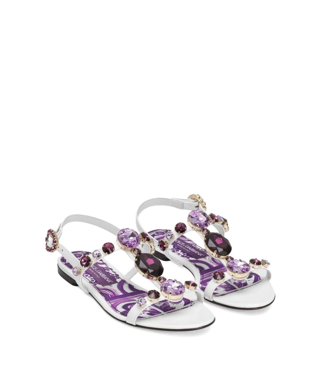 DOLCE&GABBANA Фиолетовые кожаные сандалии, фото 2