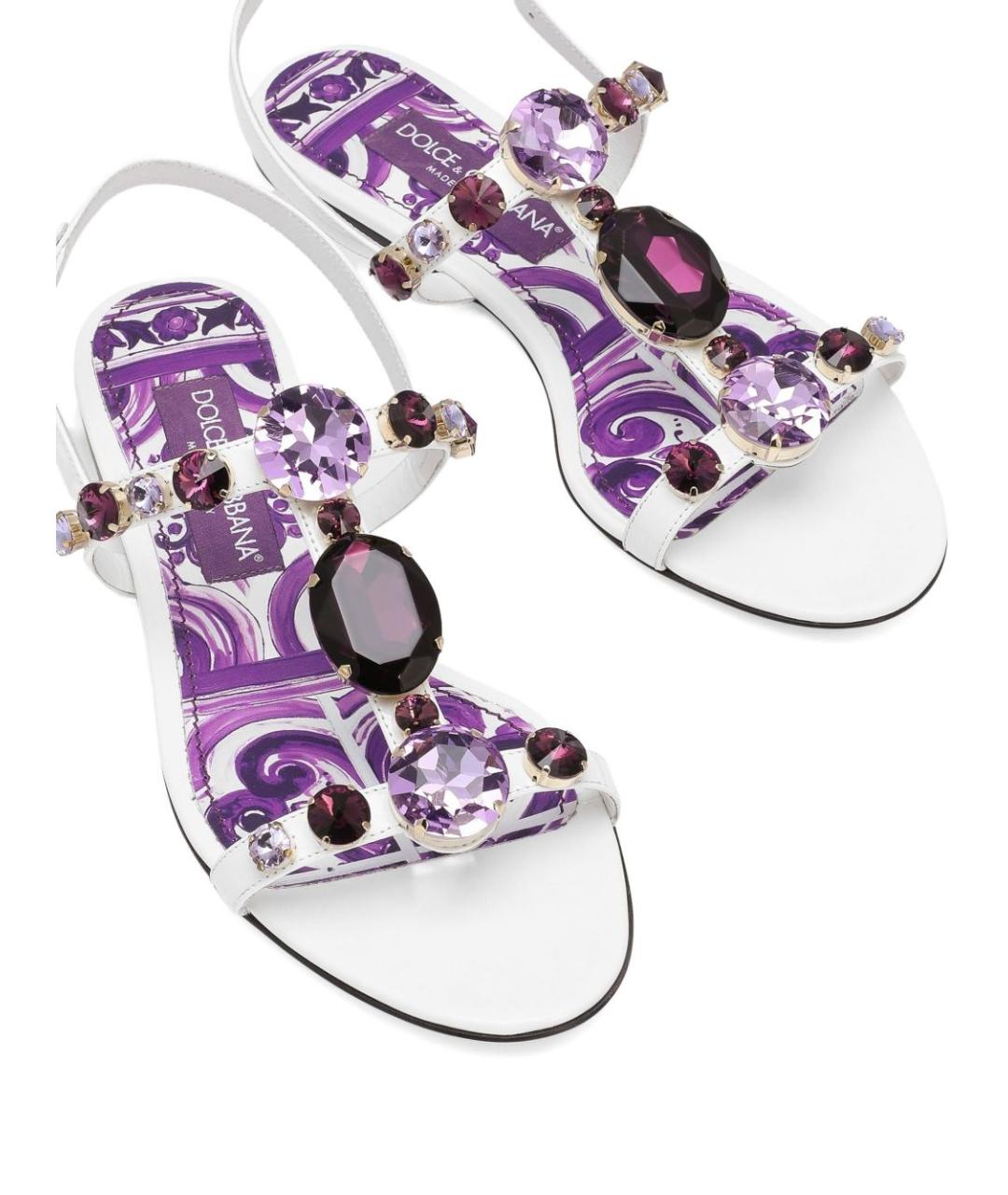 DOLCE&GABBANA Фиолетовые кожаные сандалии, фото 4