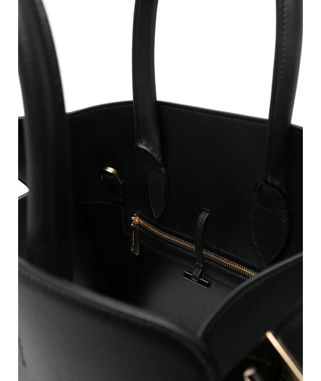 FERRAGAMO Черная кожаная сумка тоут, фото 2