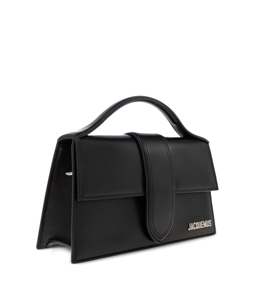 JACQUEMUS Черная кожаная сумка с короткими ручками, фото 4
