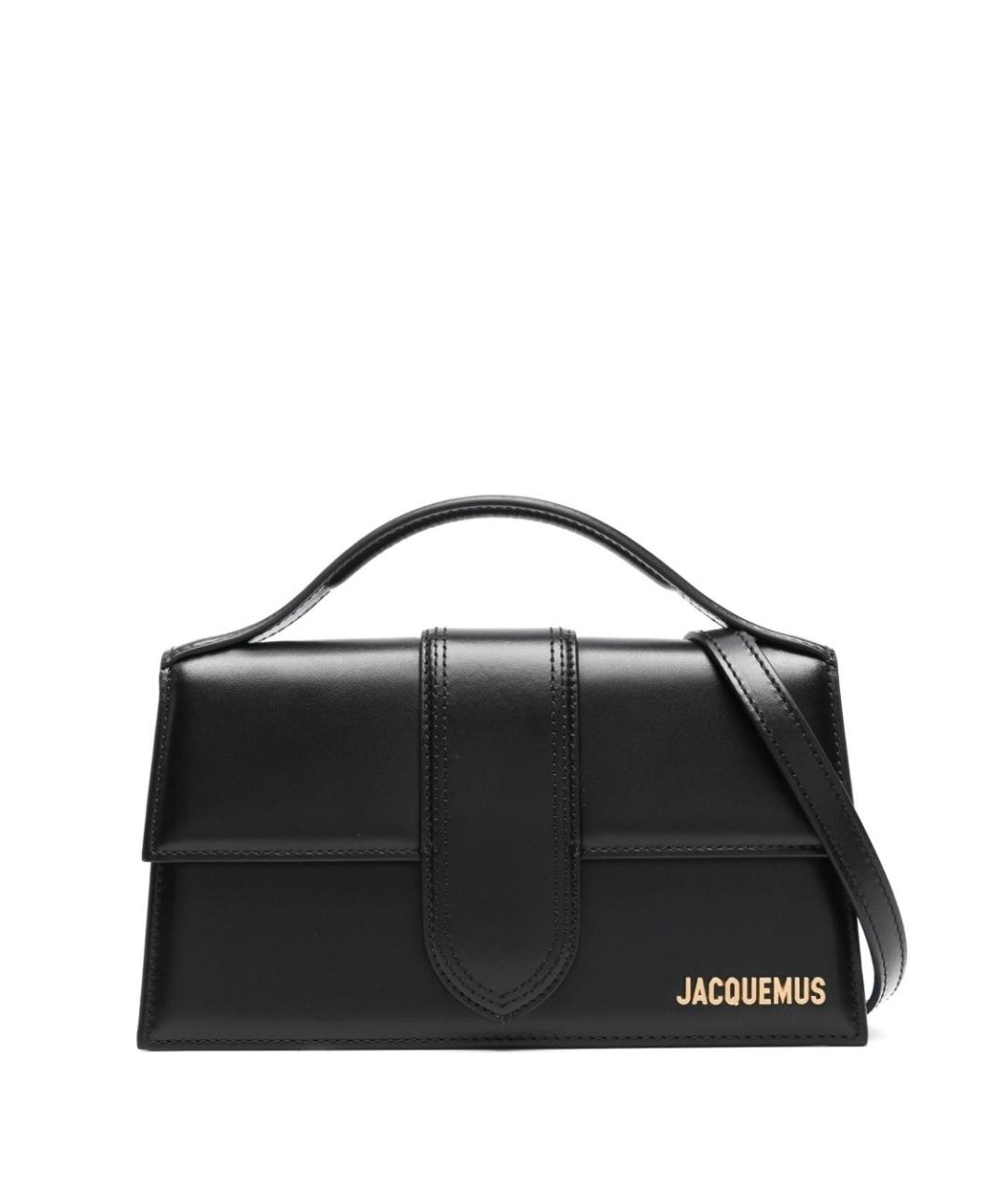 JACQUEMUS Черная кожаная сумка с короткими ручками, фото 1