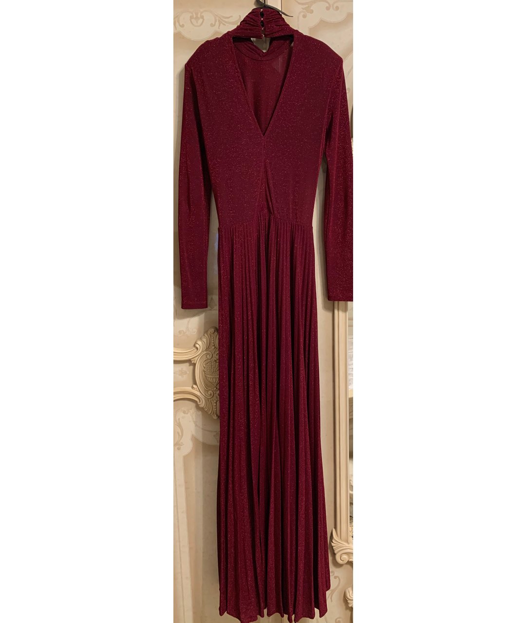 ELISABETTA FRANCHI Бордовое вискозное вечернее платье, фото 2