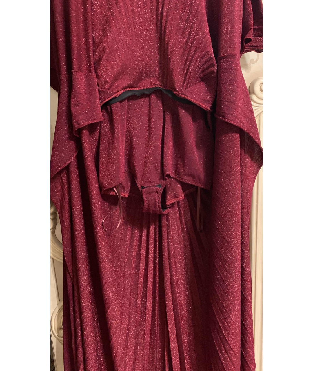 ELISABETTA FRANCHI Бордовое вискозное вечернее платье, фото 5