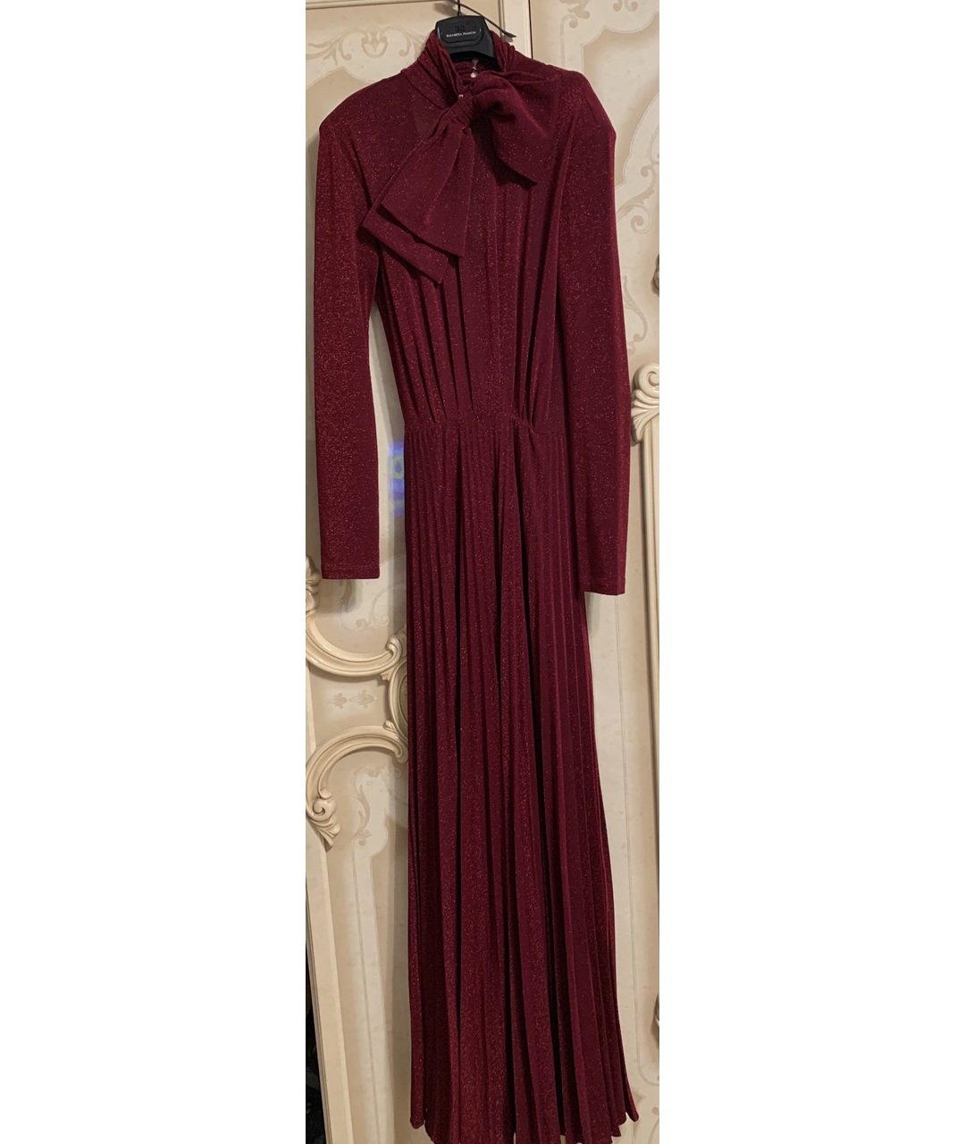 ELISABETTA FRANCHI Бордовое вискозное вечернее платье, фото 9