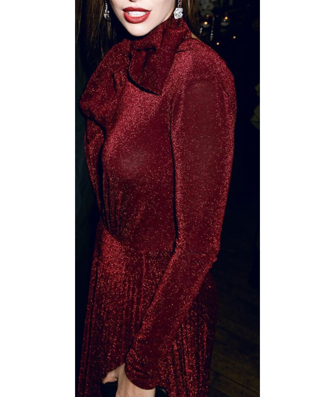 ELISABETTA FRANCHI Бордовое вискозное вечернее платье, фото 8