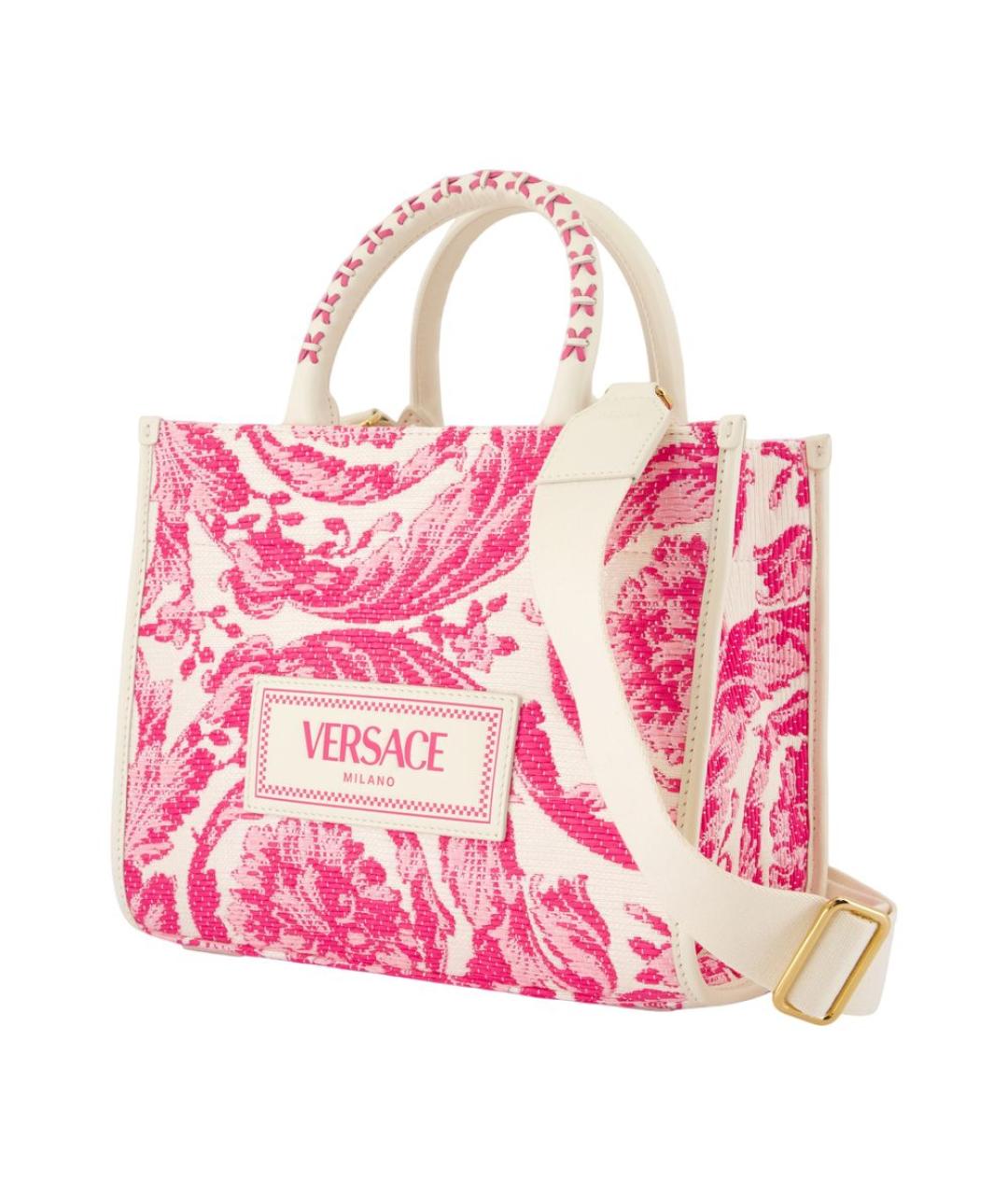 VERSACE Розовая тканевая сумка тоут, фото 2