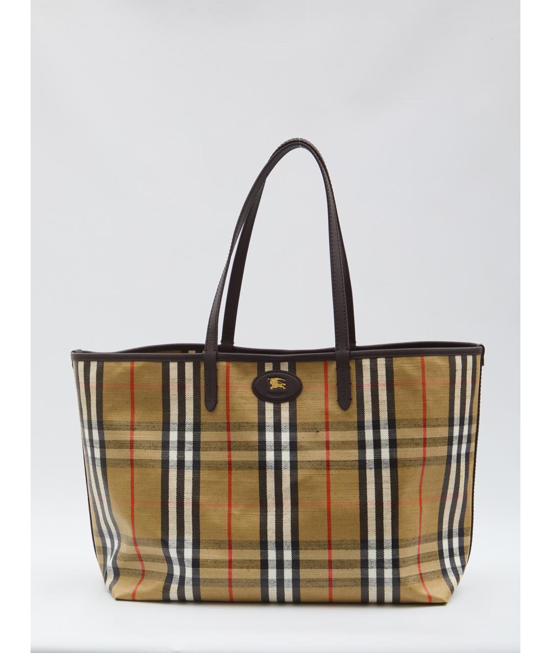 BURBERRY Бежевая тканевая сумка тоут, фото 6