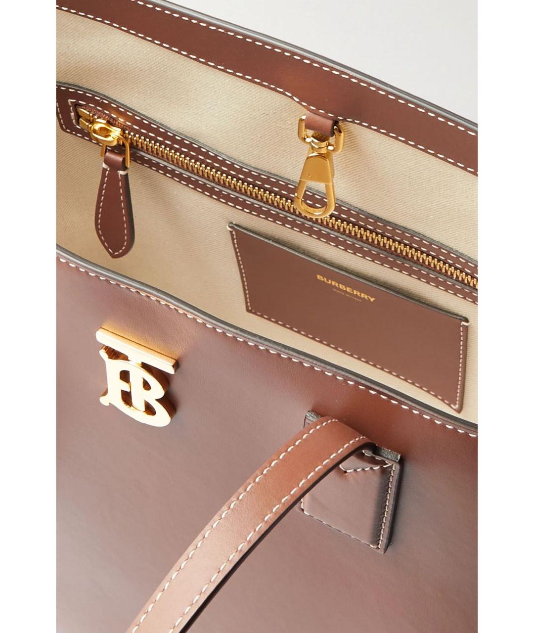 BURBERRY Коричневая кожаная сумка тоут, фото 6