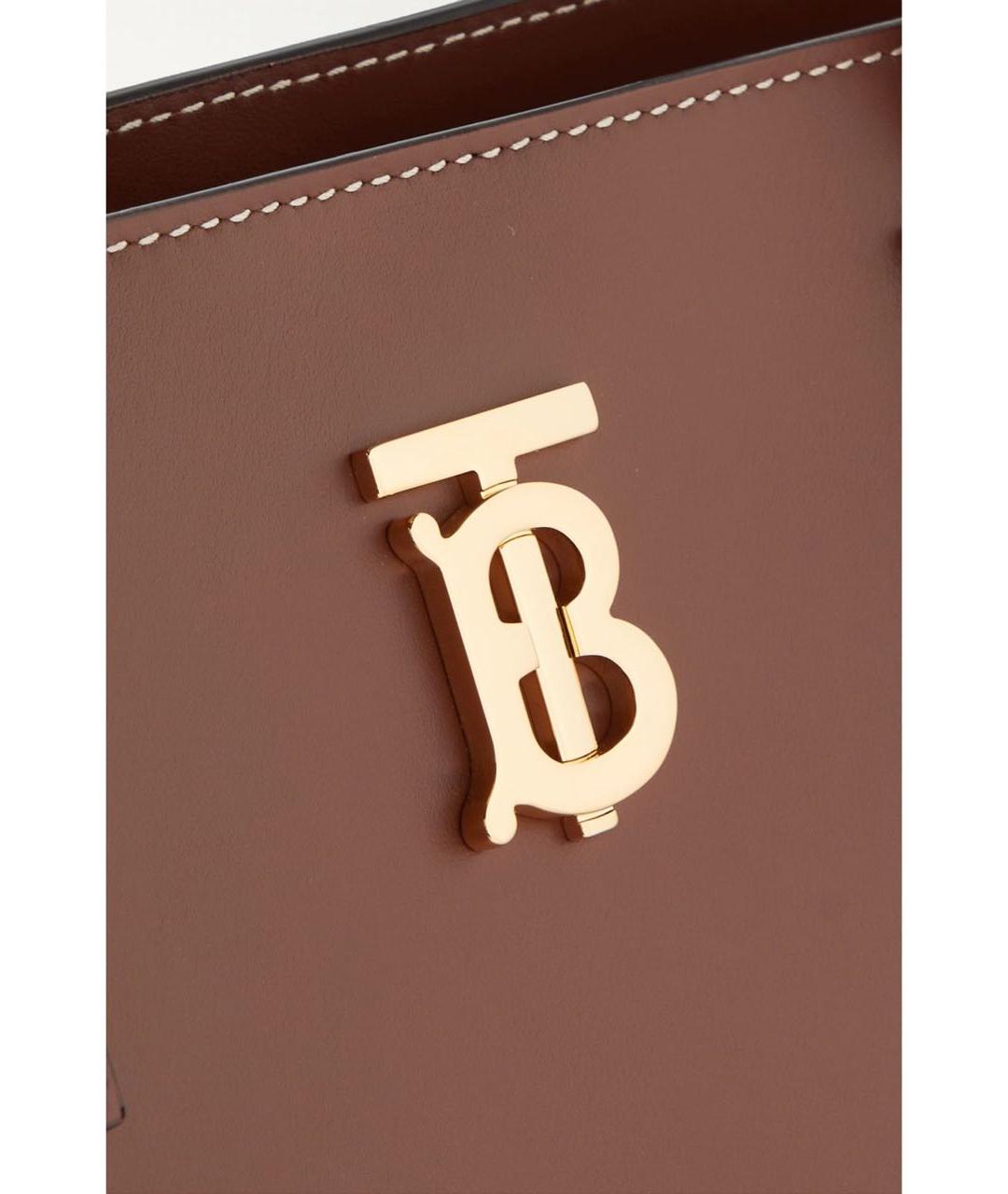 BURBERRY Коричневая кожаная сумка тоут, фото 5