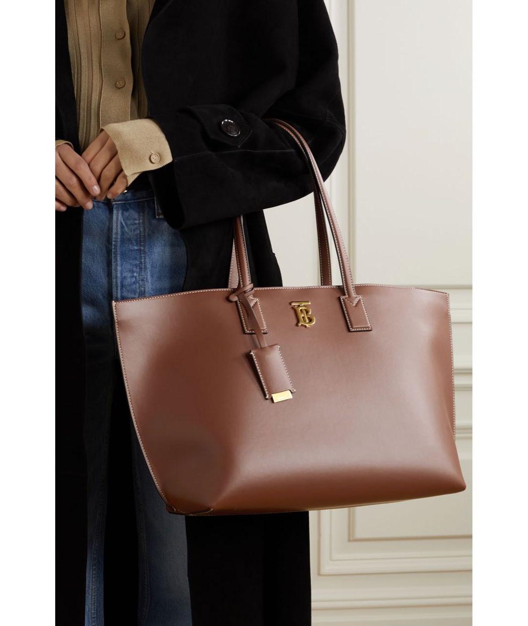 BURBERRY Коричневая кожаная сумка тоут, фото 3