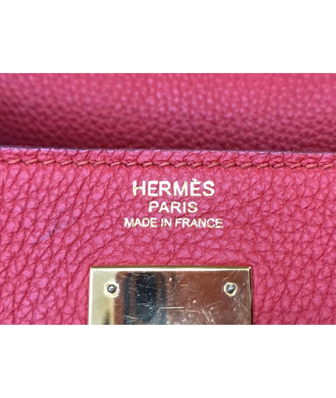 HERMES Красная кожаная сумка с короткими ручками, фото 7