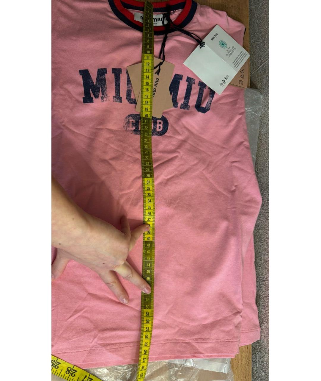 MIU MIU Розовая хлопковая футболка, фото 5