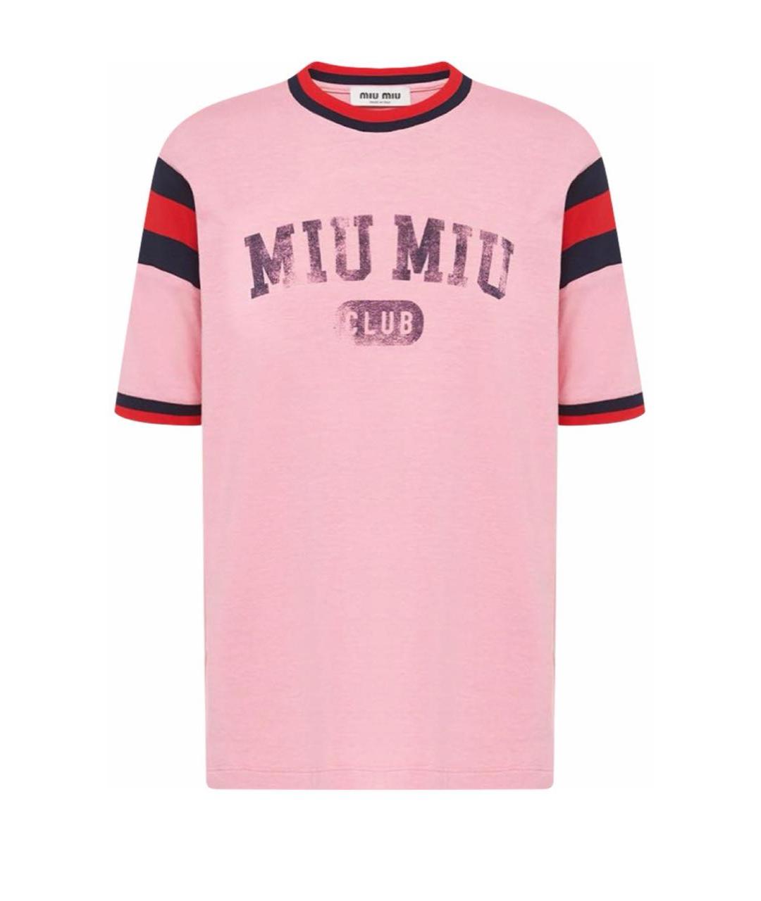 MIU MIU Розовая хлопковая футболка, фото 1