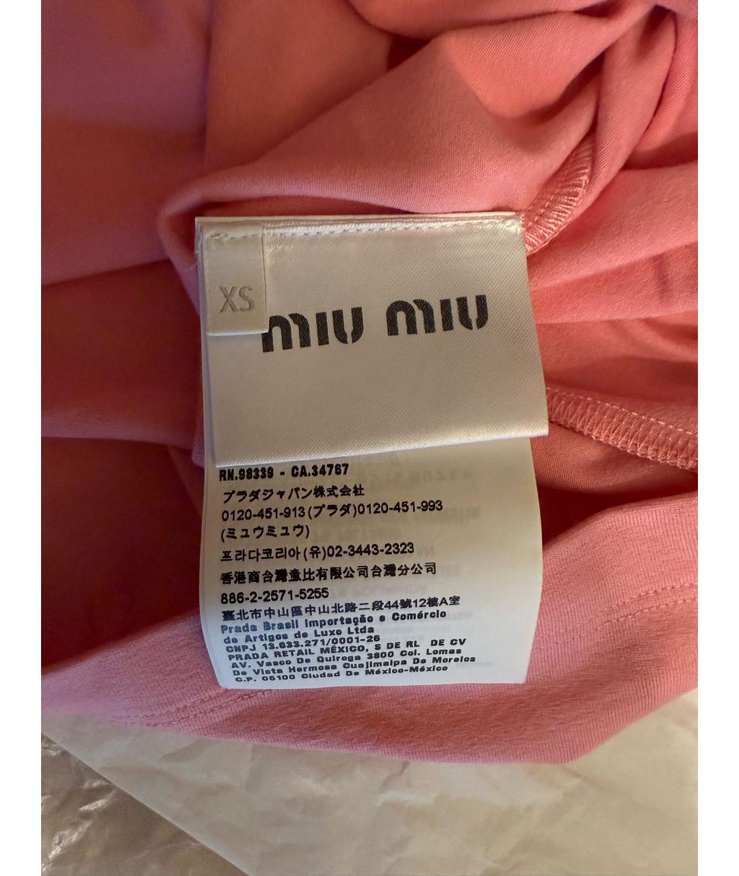 MIU MIU Розовая хлопковая футболка, фото 7