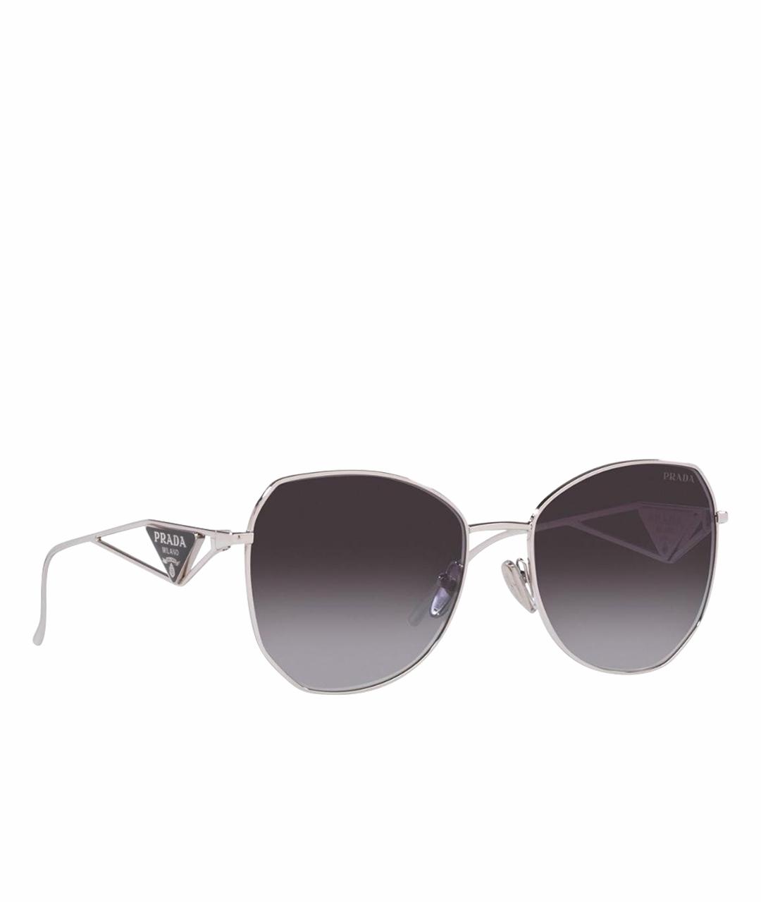 PRADA Серебряные металлические солнцезащитные очки, фото 1