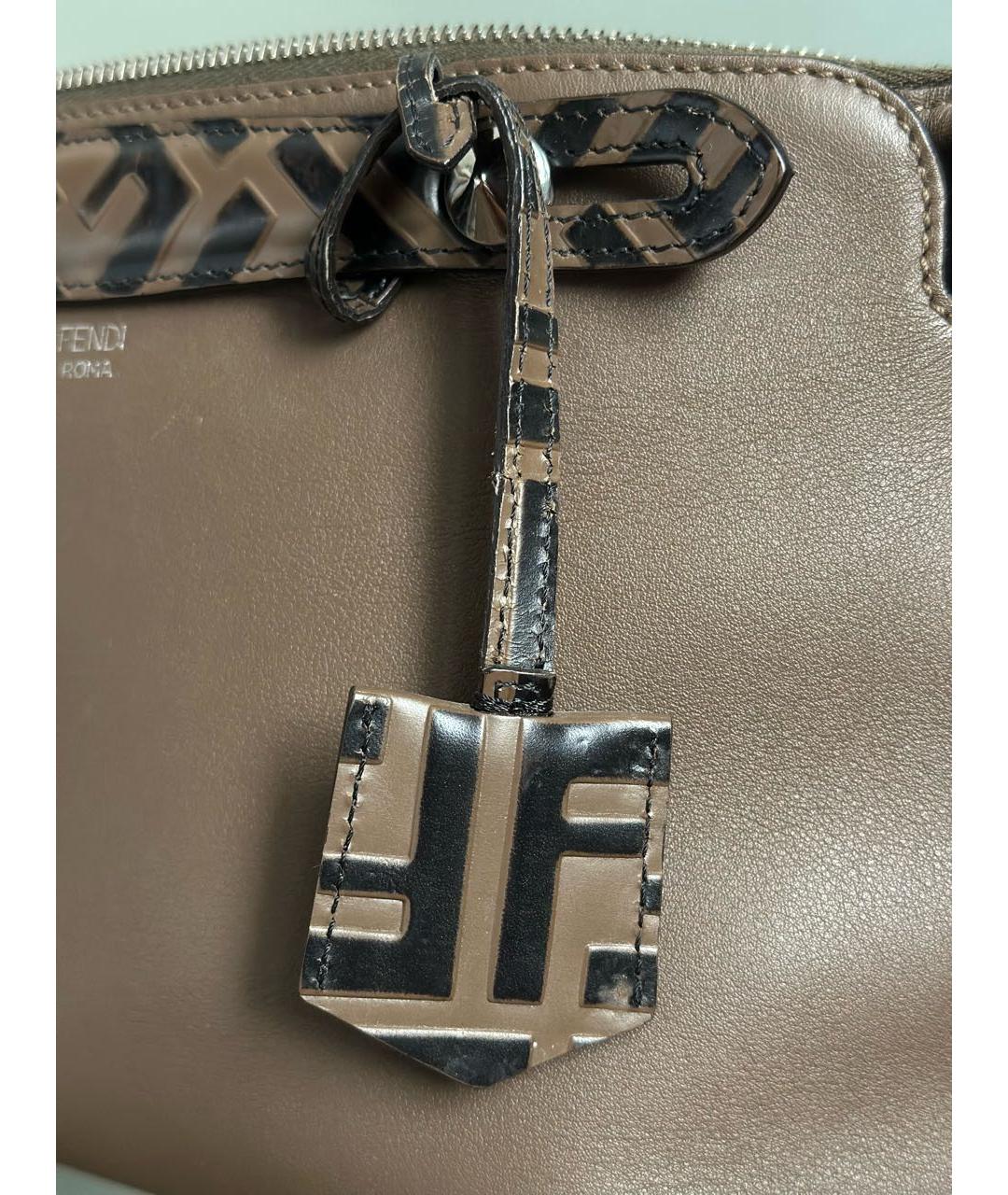 FENDI Коричневая кожаная сумка через плечо, фото 6