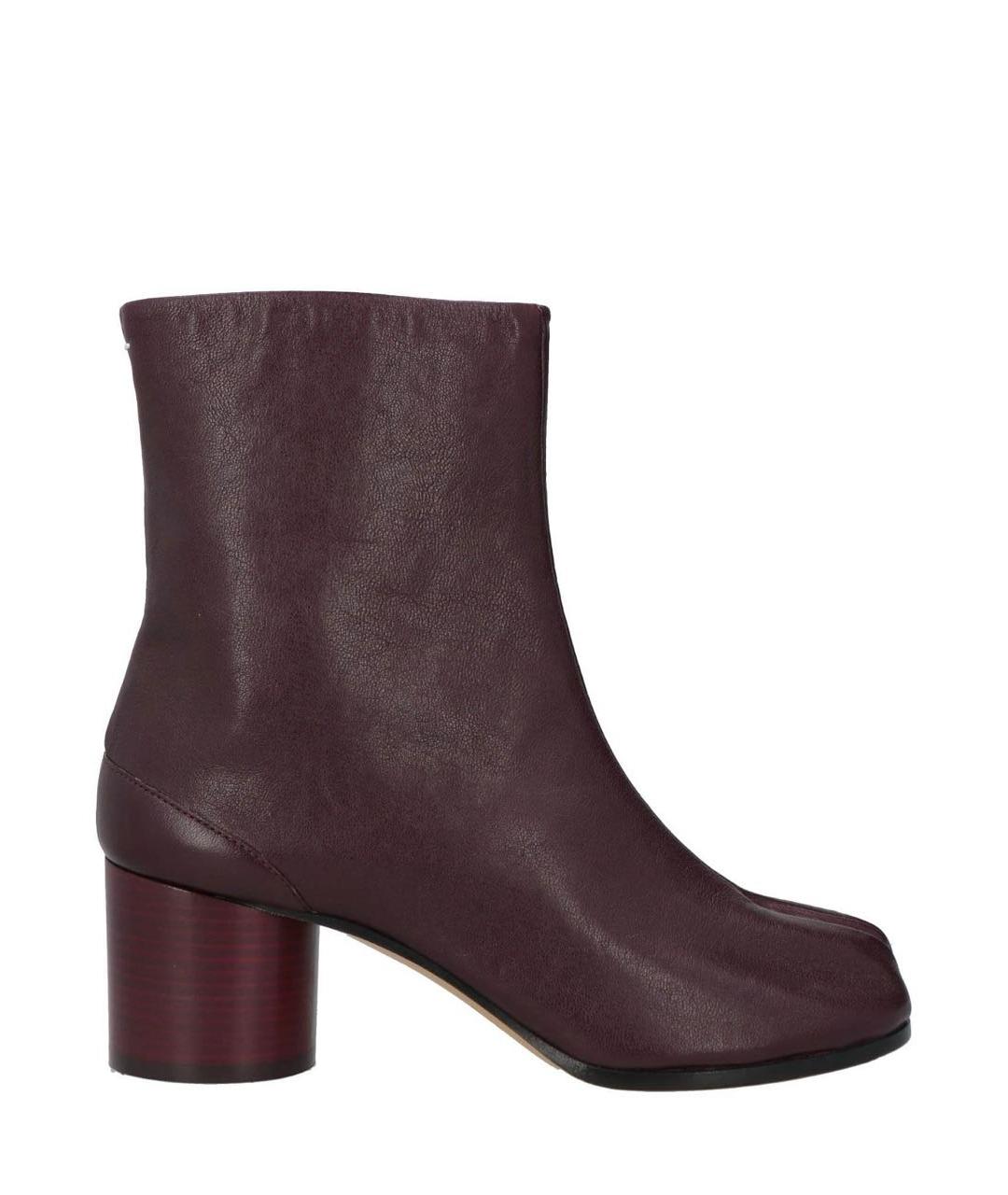 MAISON MARGIELA Бордовые кожаные ботильоны, фото 1