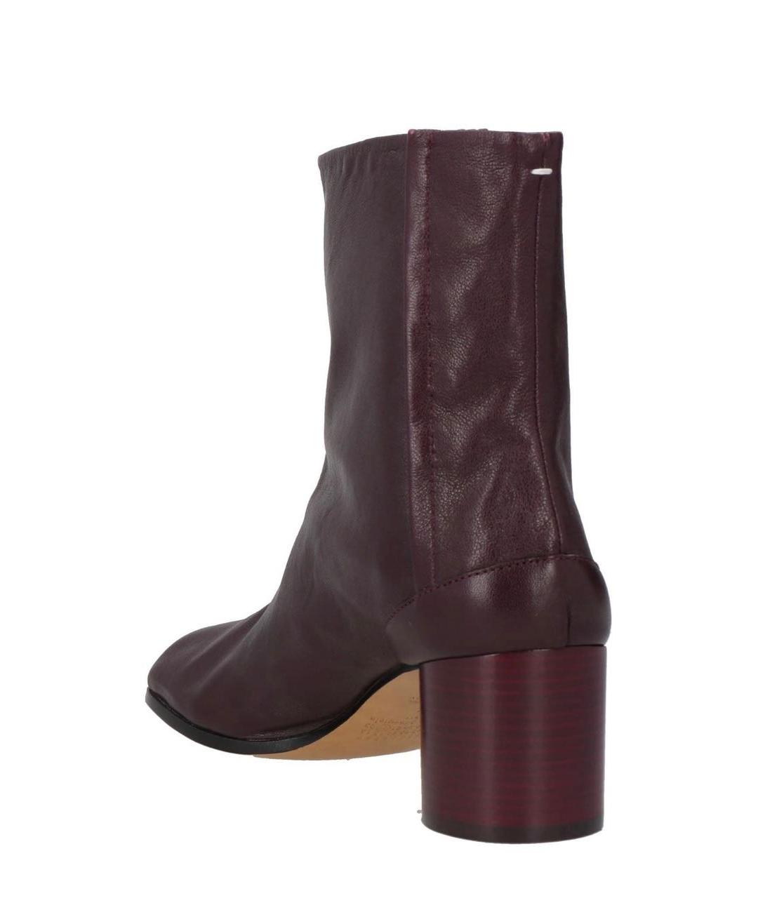 MAISON MARGIELA Бордовые кожаные ботильоны, фото 4
