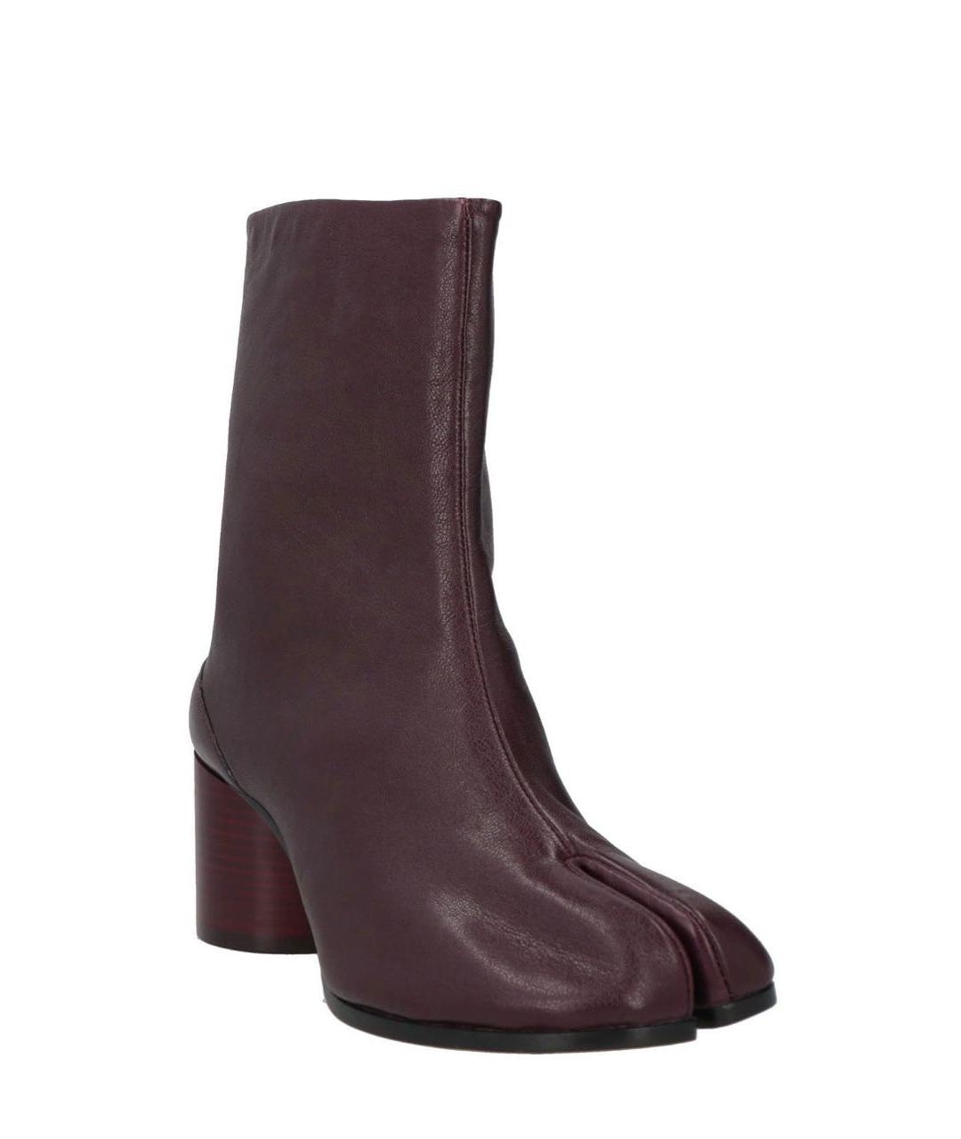 MAISON MARGIELA Бордовые кожаные ботильоны, фото 2