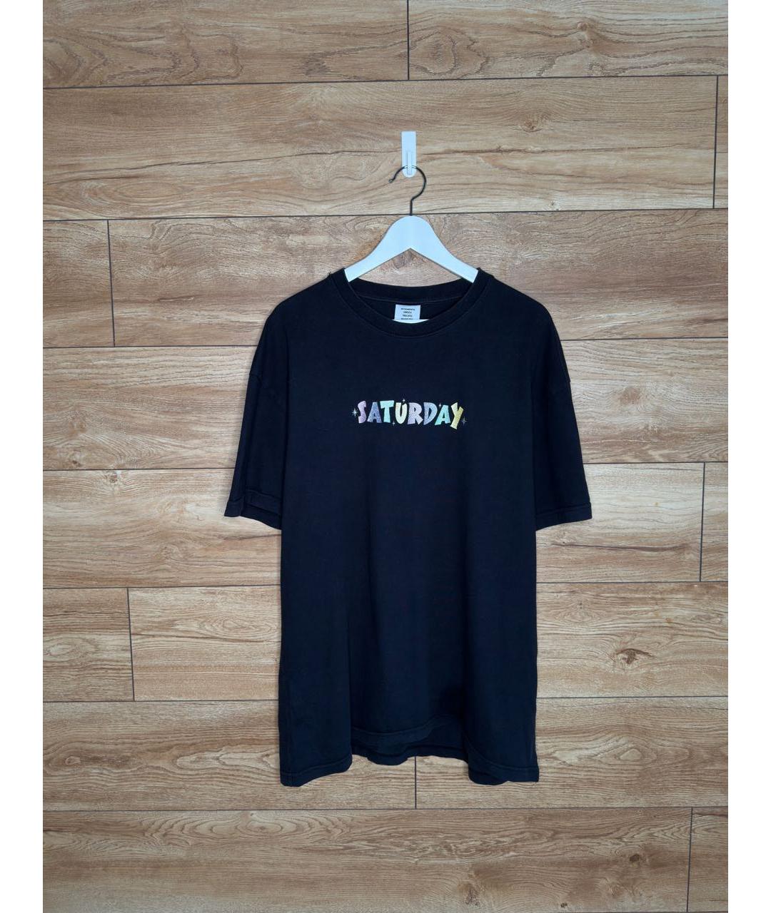 VETEMENTS Черная хлопковая футболка, фото 9