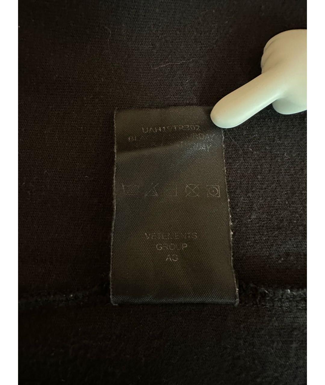 VETEMENTS Черная хлопковая футболка, фото 8