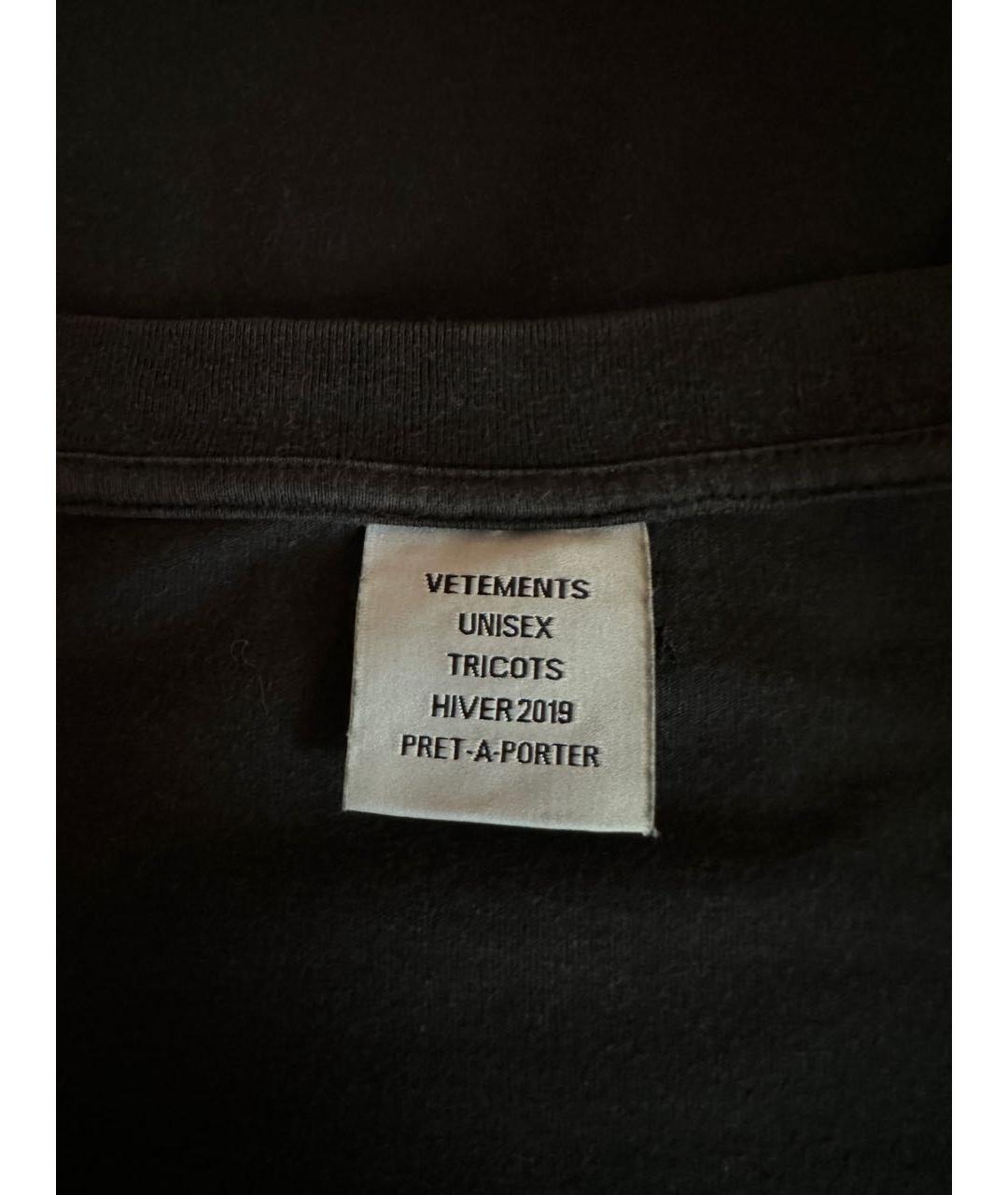 VETEMENTS Черная хлопковая футболка, фото 5