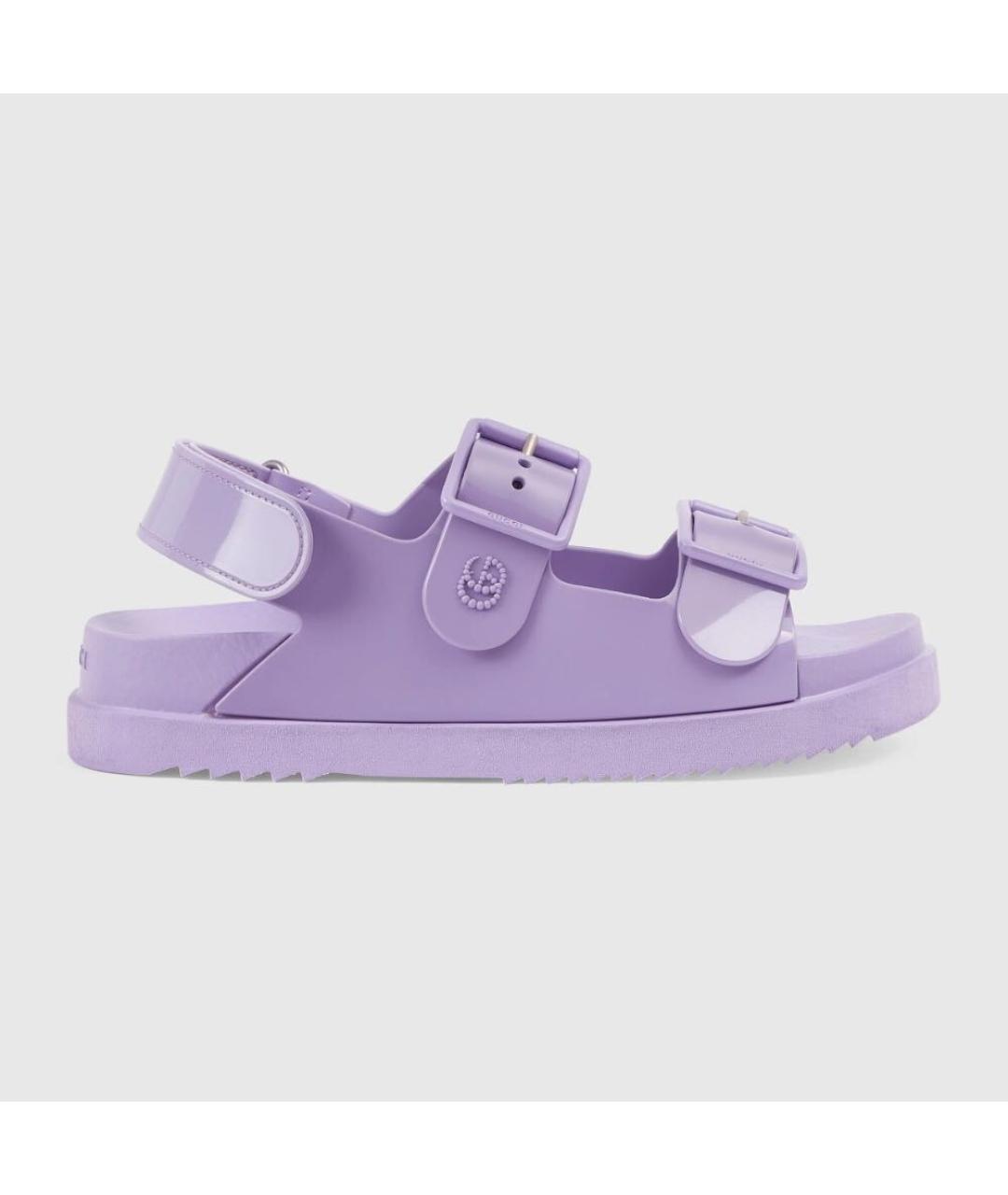 GUCCI Фиолетовые резиновые сандалии, фото 6
