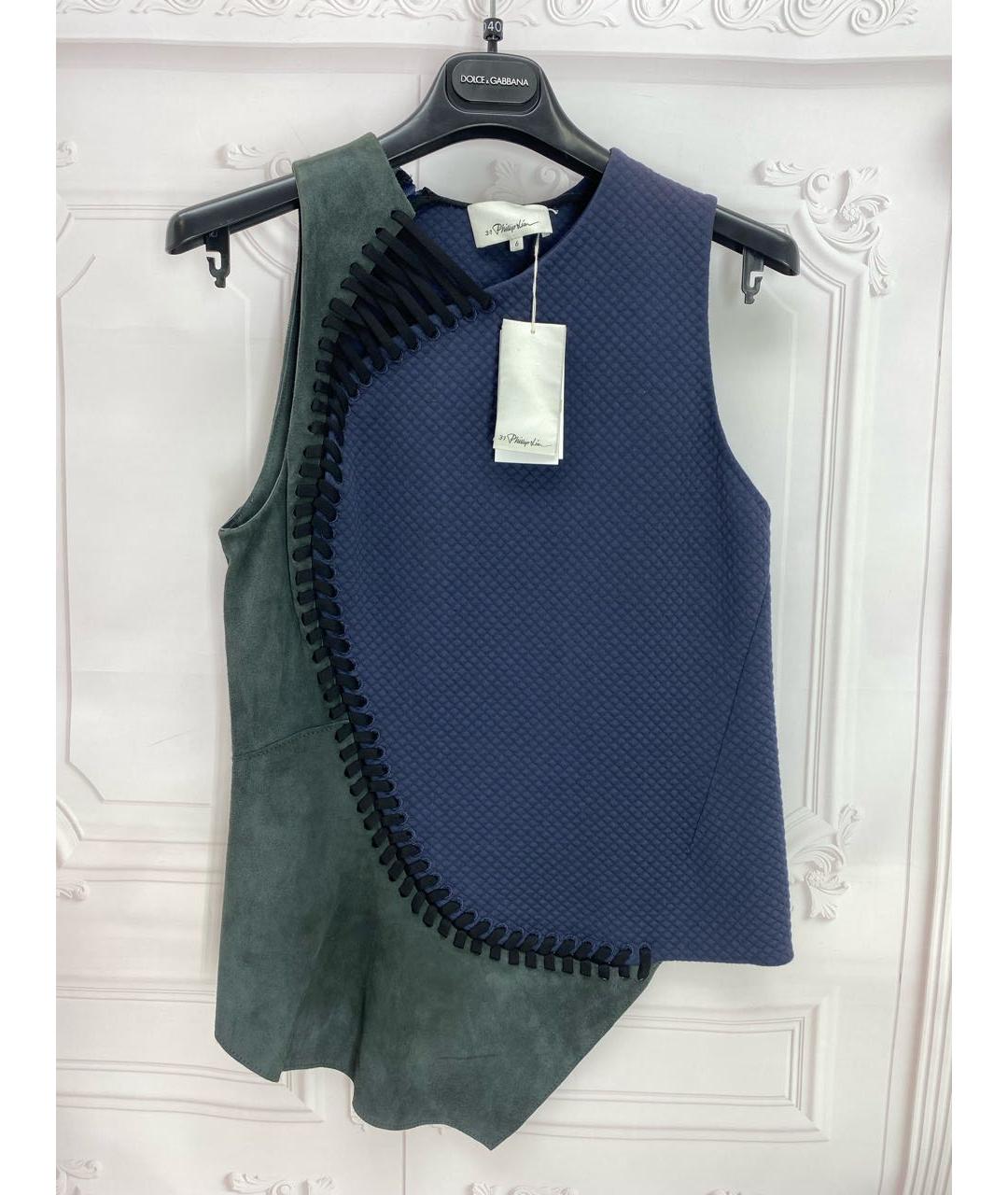 3.1 PHILLIP LIM Темно-синяя майка, фото 6