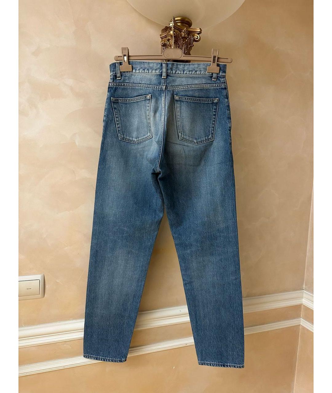 SAINT LAURENT Синие хлопковые прямые джинсы, фото 2