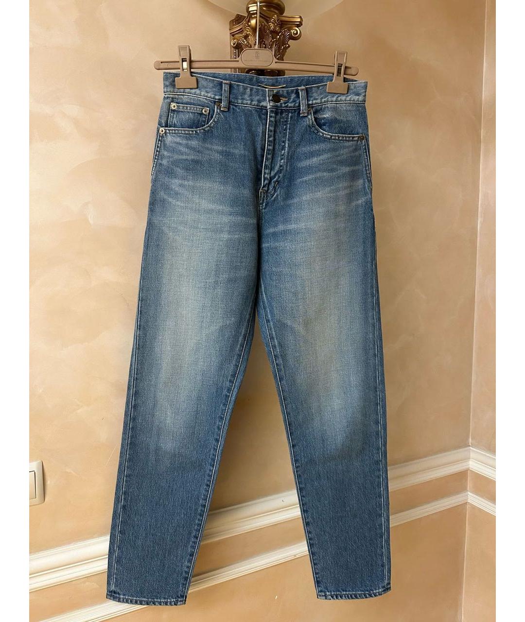 SAINT LAURENT Синие хлопковые прямые джинсы, фото 6