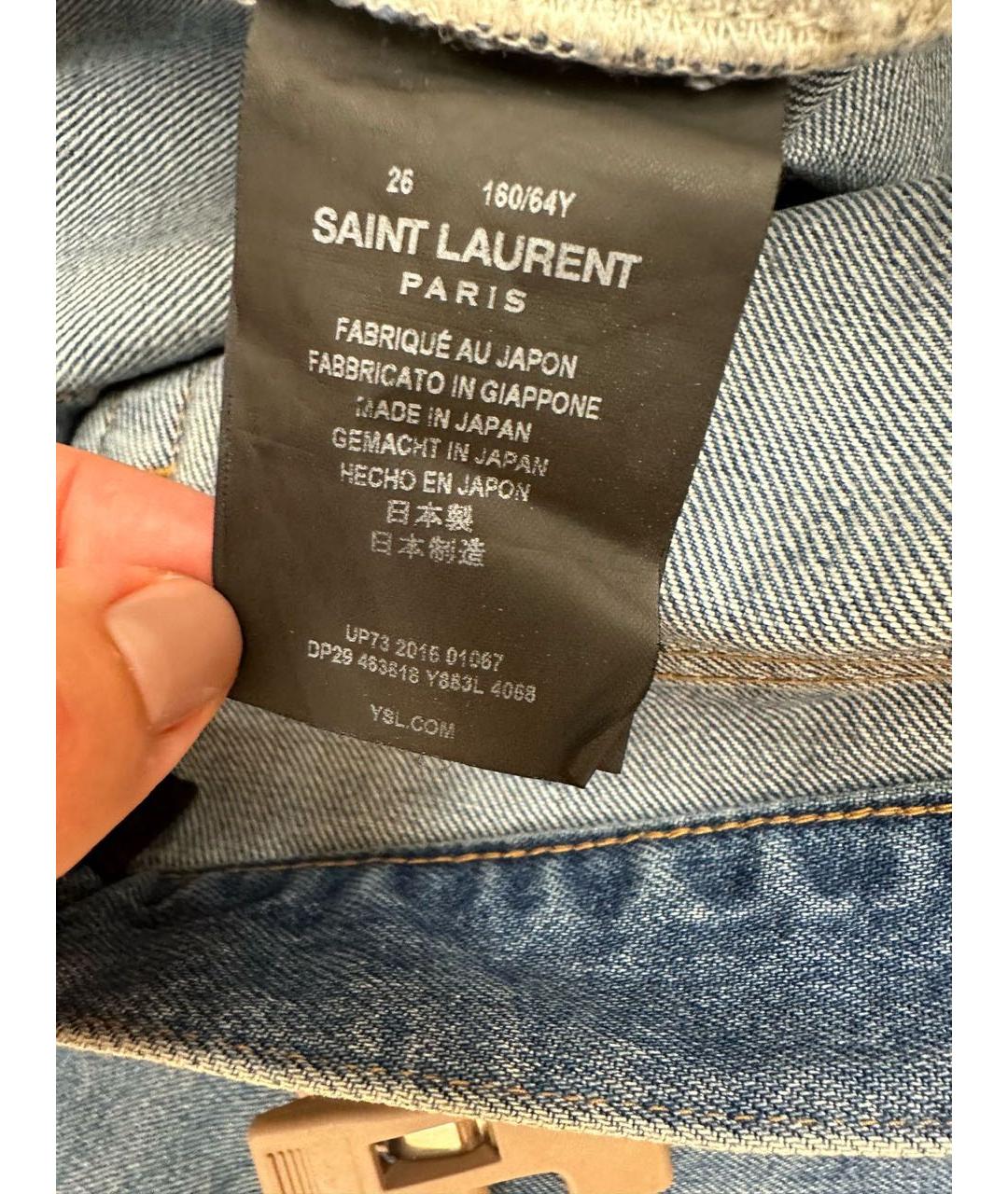 SAINT LAURENT Синие хлопковые прямые джинсы, фото 5