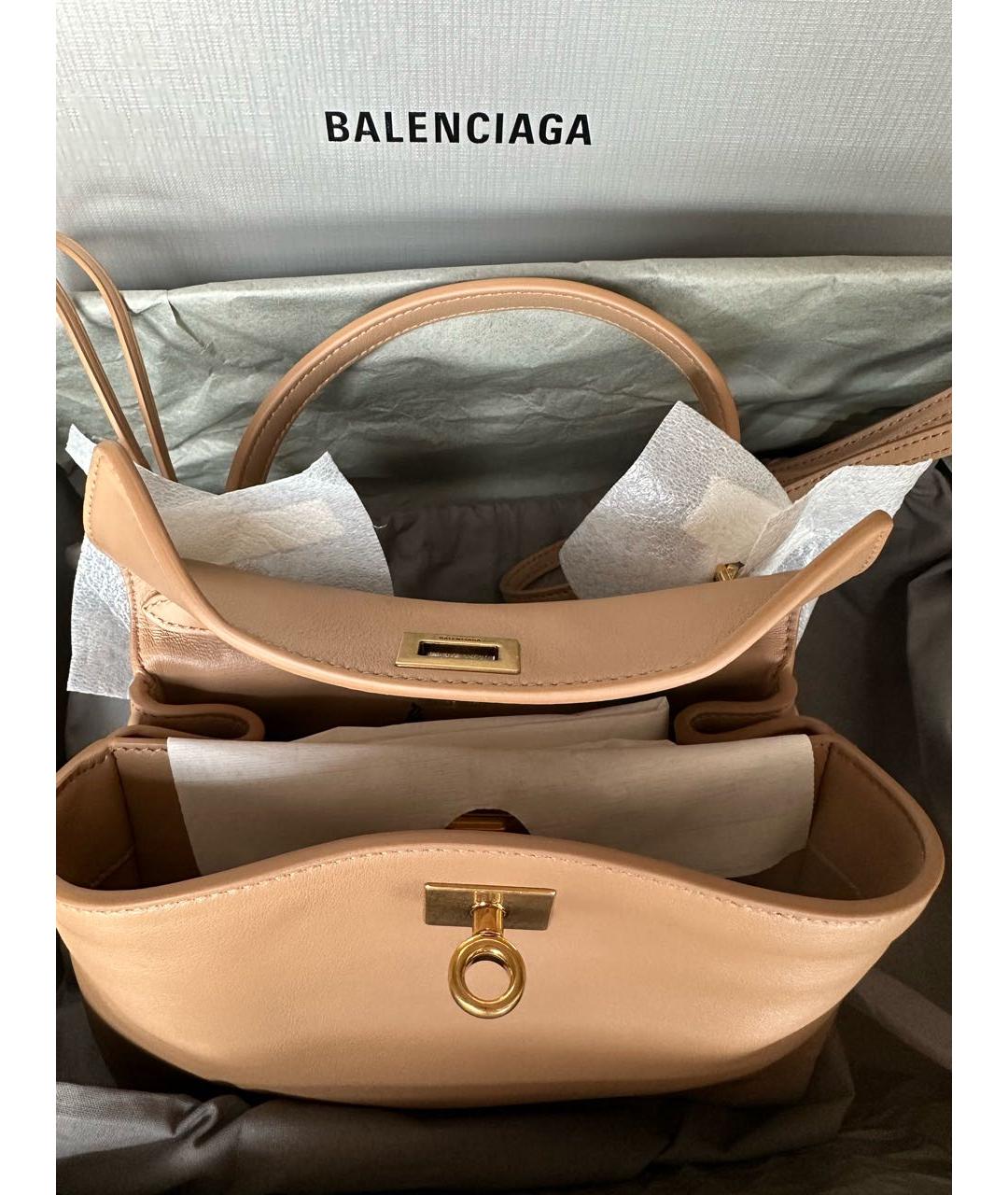 BALENCIAGA Бежевая кожаная сумка через плечо, фото 4