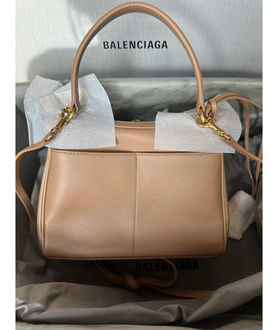 BALENCIAGA Бежевая кожаная сумка через плечо, фото 5