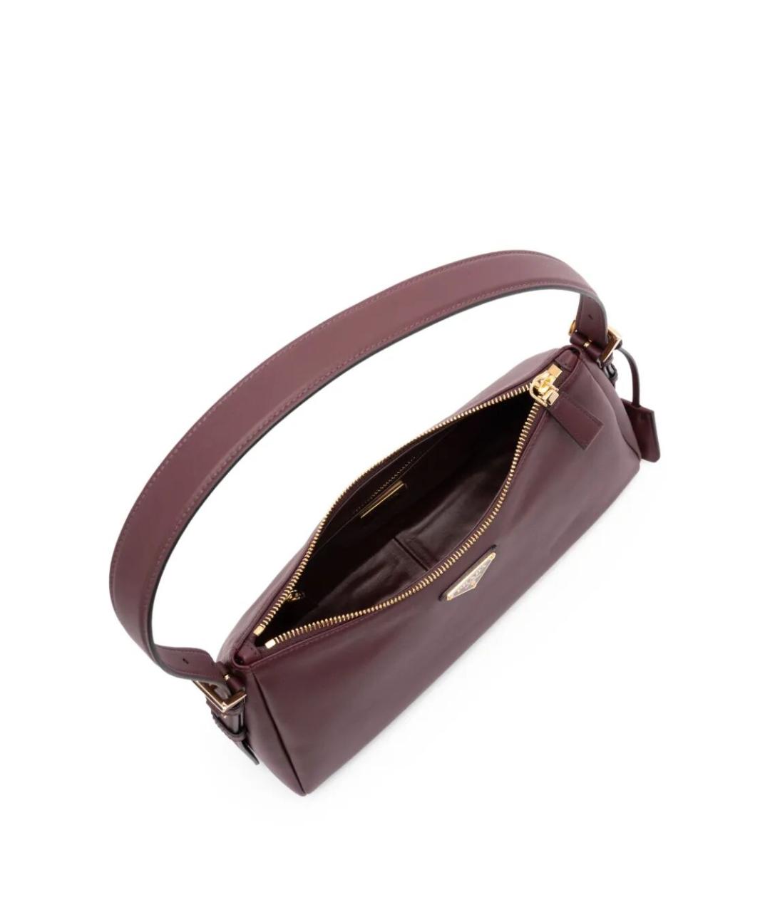 PRADA Бордовая кожаная сумка через плечо, фото 2