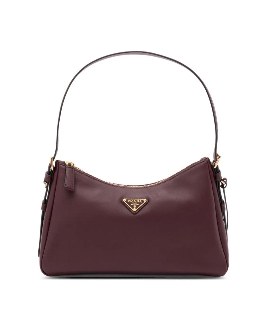 PRADA Бордовая кожаная сумка через плечо, фото 1