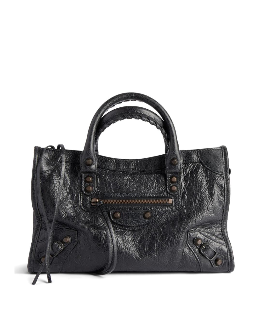 BALENCIAGA Черная кожаная сумка тоут, фото 1