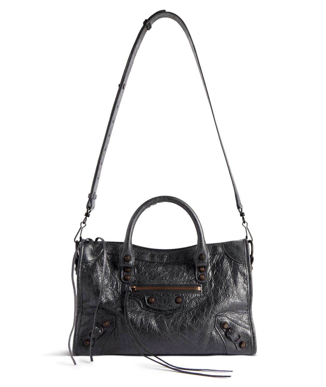 BALENCIAGA Черная кожаная сумка тоут, фото 4