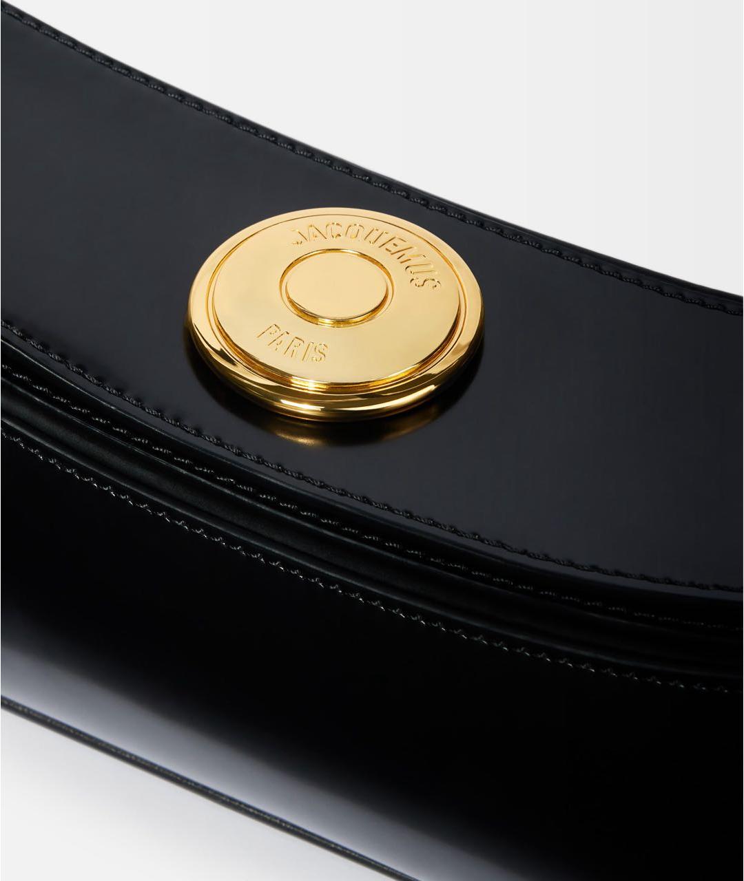 JACQUEMUS Черная кожаная сумка через плечо, фото 5