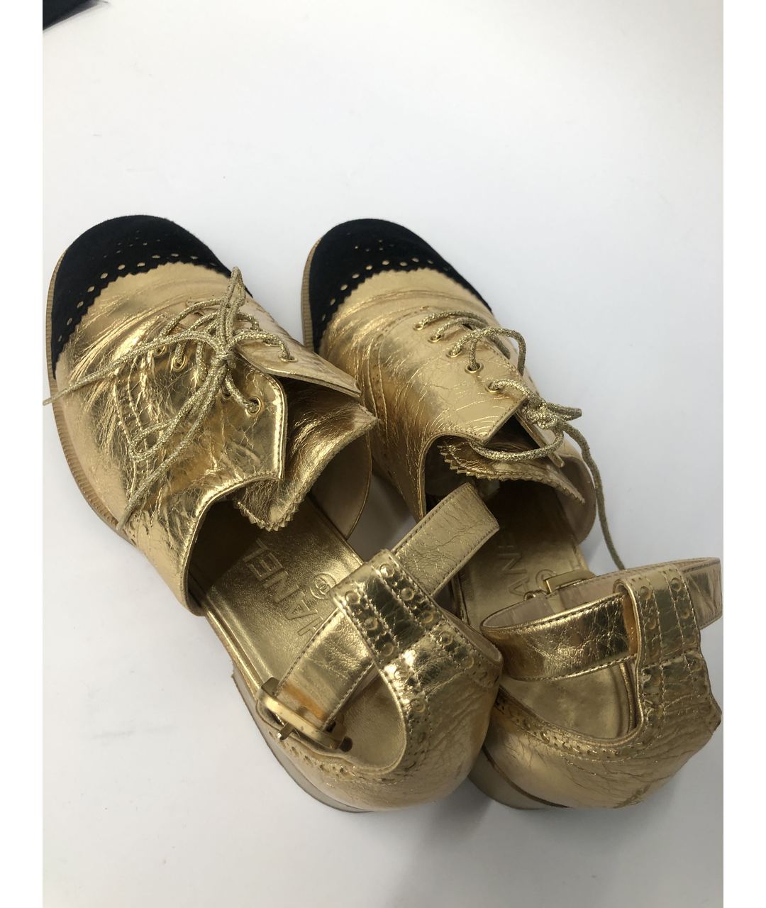 CHANEL PRE-OWNED Золотые кожаные ботинки, фото 3