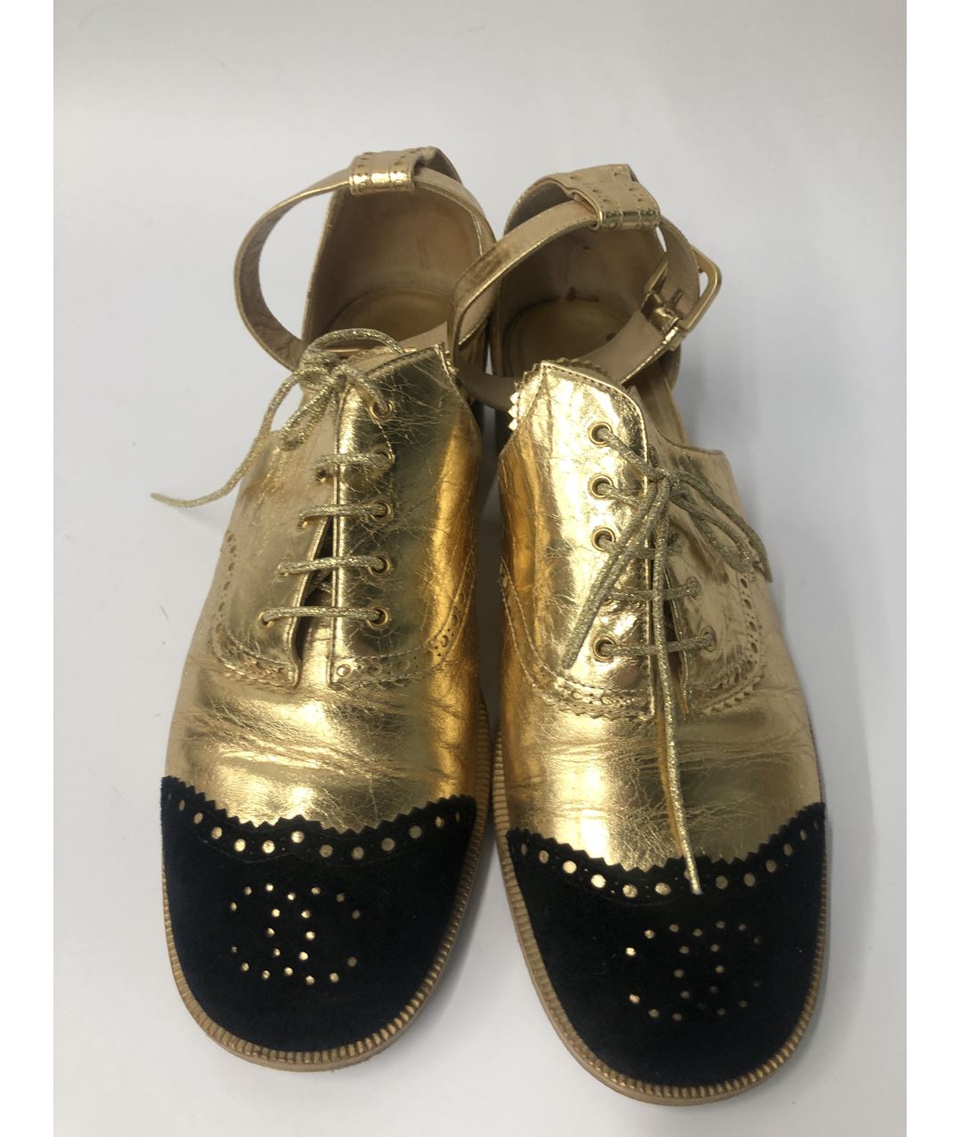 CHANEL PRE-OWNED Золотые кожаные ботинки, фото 2