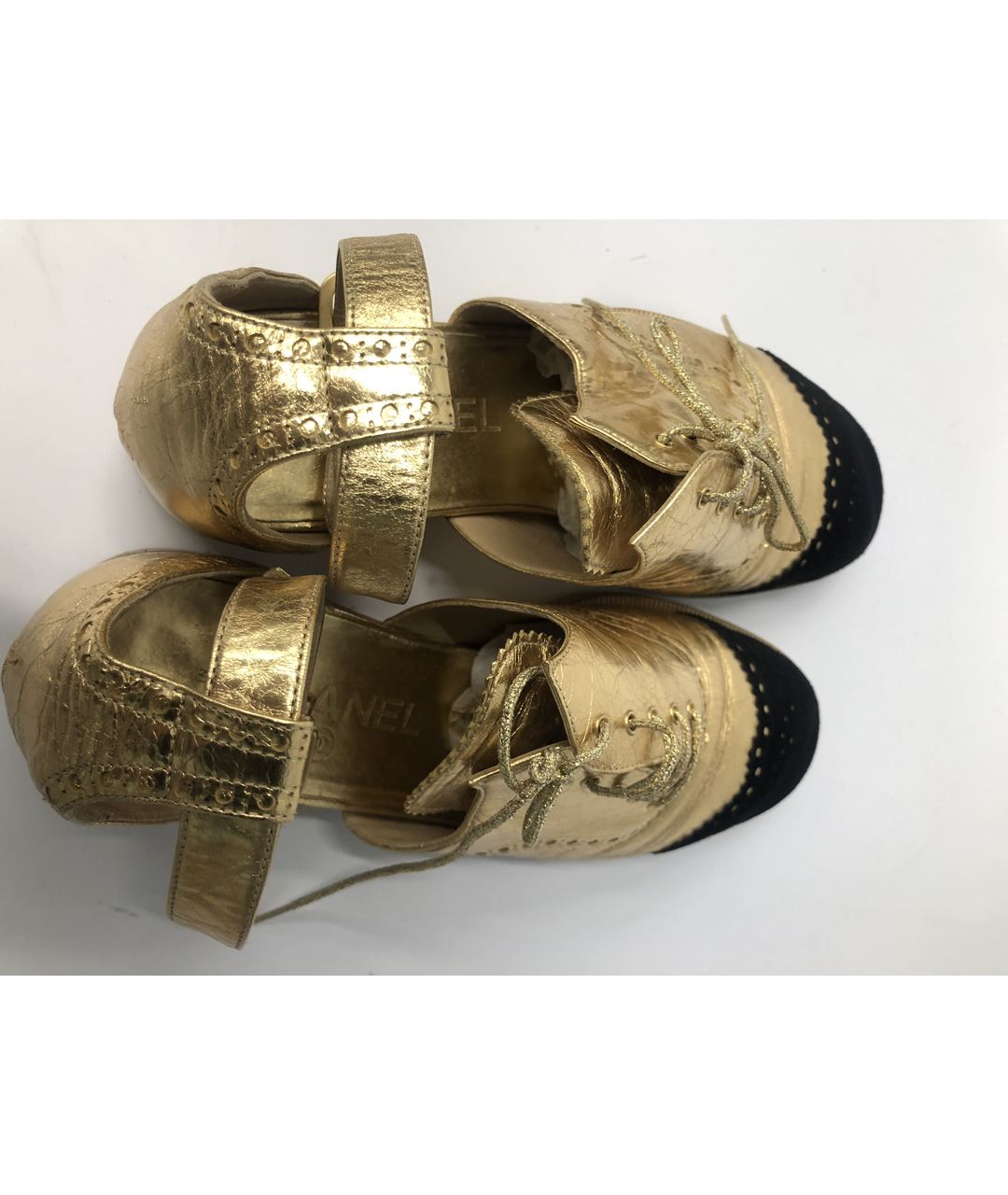 CHANEL PRE-OWNED Золотые кожаные ботинки, фото 4