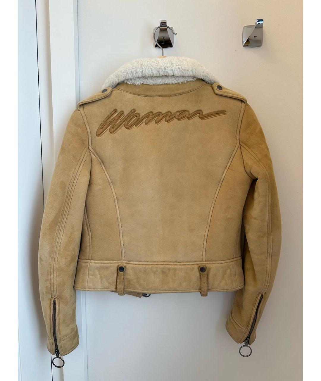 OFF-WHITE Бежевая замшевая дубленка, фото 3