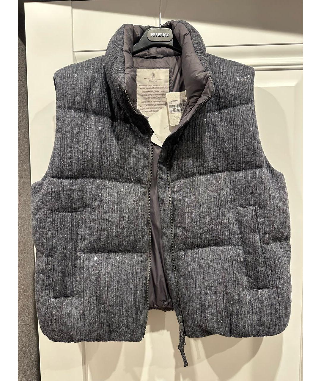 BRUNELLO CUCINELLI Антрацитовый хлопковый жилет, фото 6