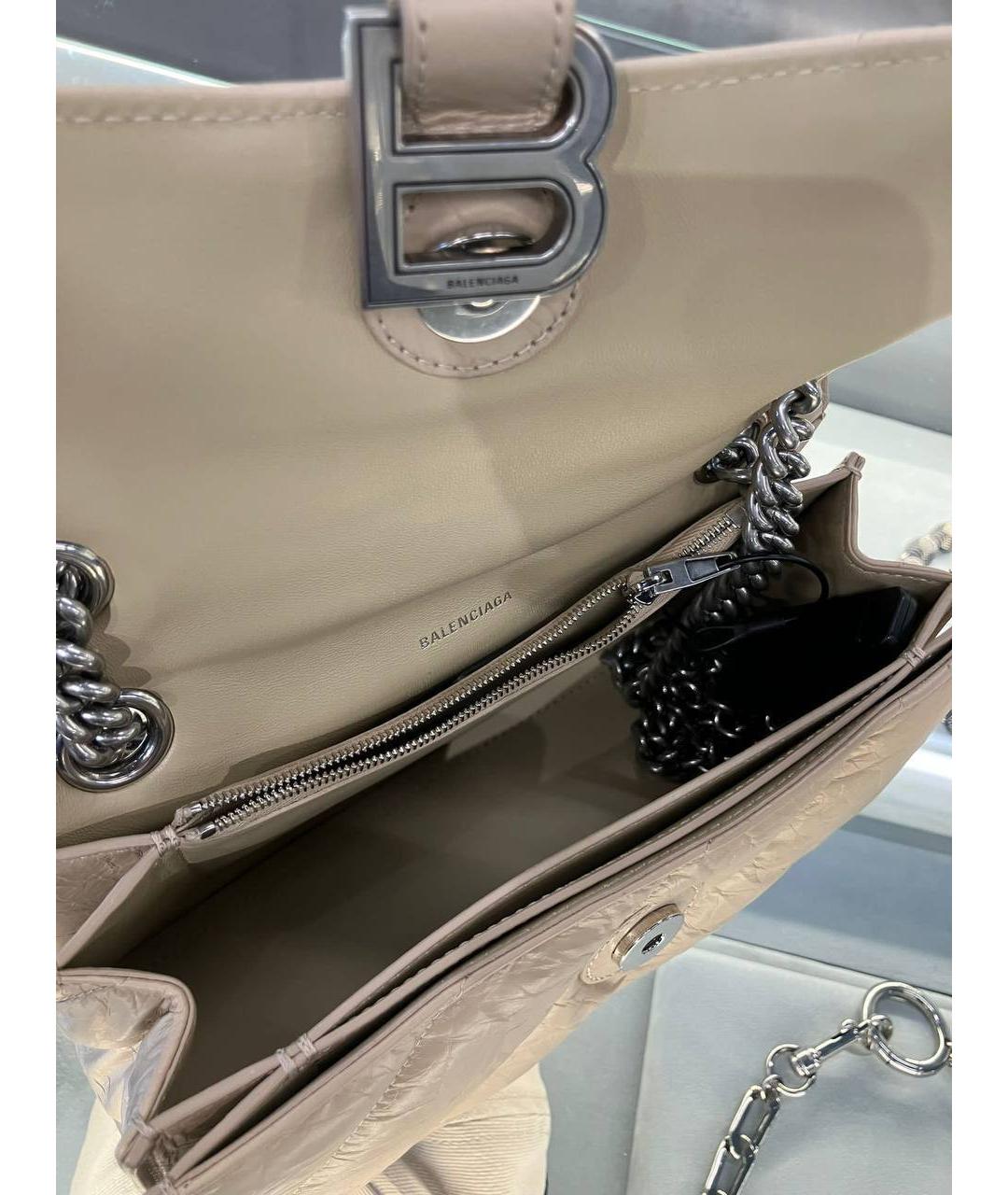 BALENCIAGA Бежевая кожаная сумка через плечо, фото 4
