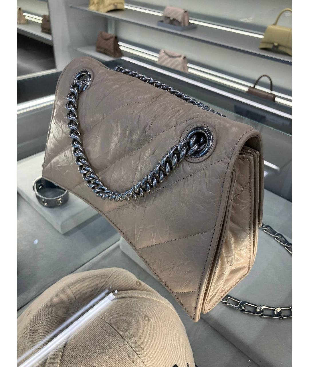 BALENCIAGA Бежевая кожаная сумка через плечо, фото 2
