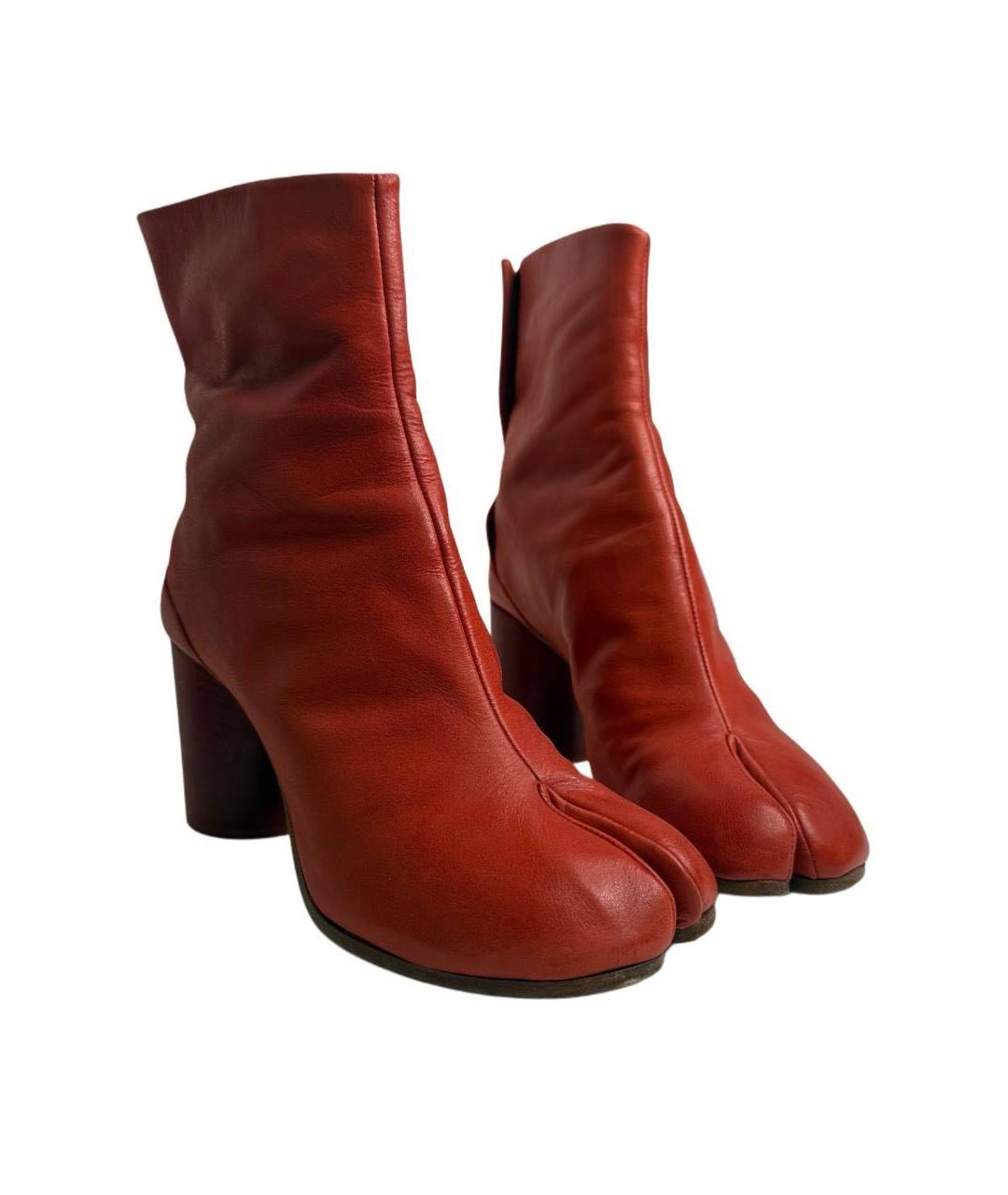MAISON MARGIELA Красные кожаные ботильоны, фото 2